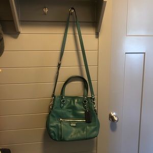 Coach teal crossbody purse